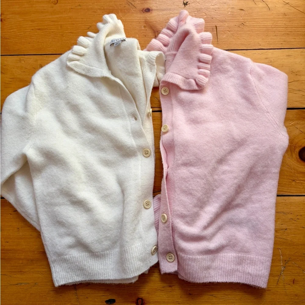 J.Crew Crewcuts Ruffle Cardigan Bundle Pink Ivory Soft Yarn $60 Each - Picture 10 of 12